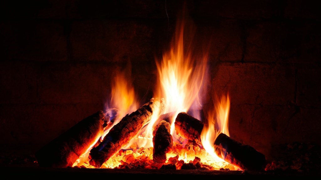 burning fire in fireplace